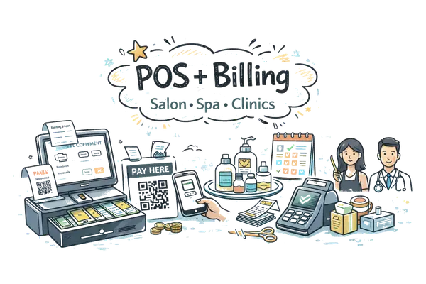 Illustration of a point-of-sale and billing workflow